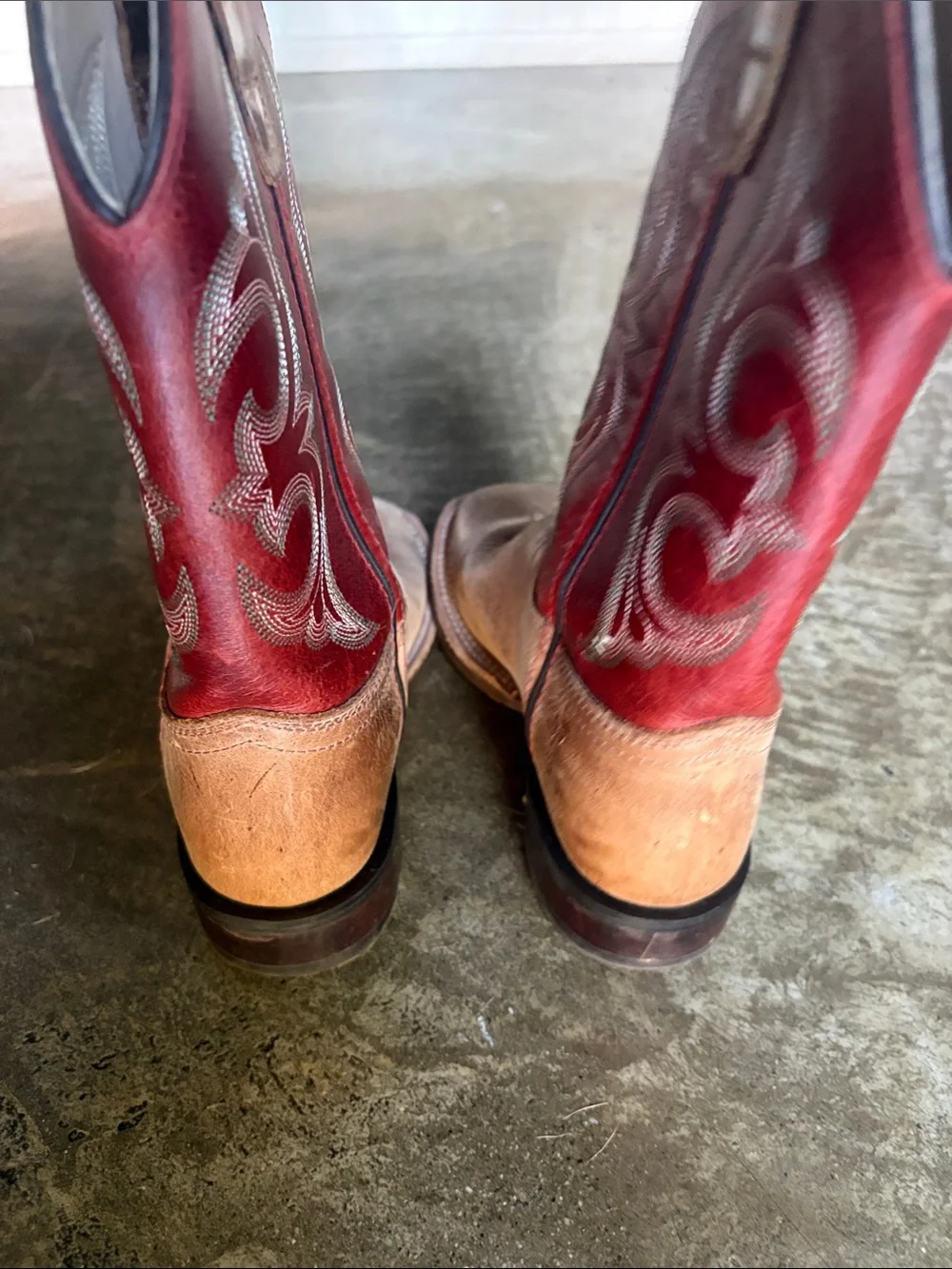 One West Kids Red and Brown Western Cowboy Boots